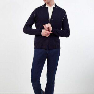 Eleventy‎ Wool Button Down Cardigan Navy Large